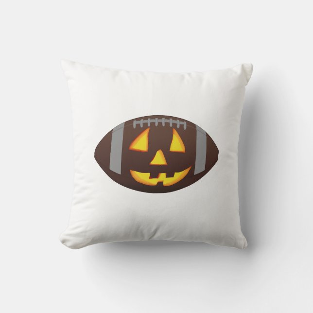 Coussin Visage de citrouille de football (Recto)