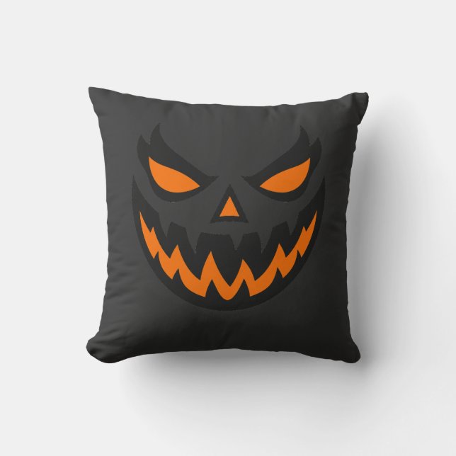 Coussin Visage de citrouille d'Halloween Jack O'Lantern ef (Recto)