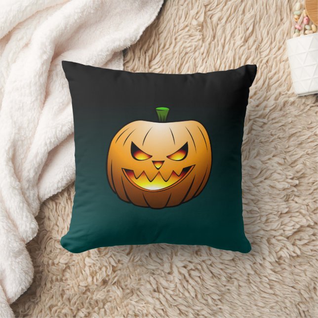 Coussin Visage de citrouille effrayant d'Halloween (Couverture)