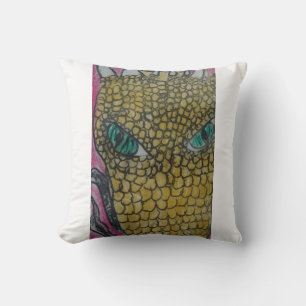 Coussin Visage de Dragon Doré — Art de Dragon Fantastique