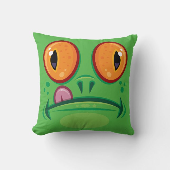 Coussin Visage de Grenouille avec Langue Dessin Animé (Recto)