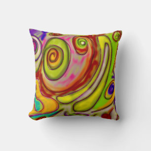 Coussin Visage de grenouille psychédélique artistique colo