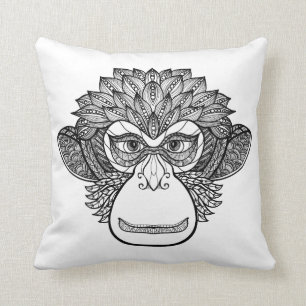 Coussin Visage de griffonnage de singe