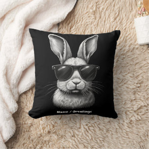 Coussin Visage de Lapin Mignon Avec Lunettes de Soleil Pou