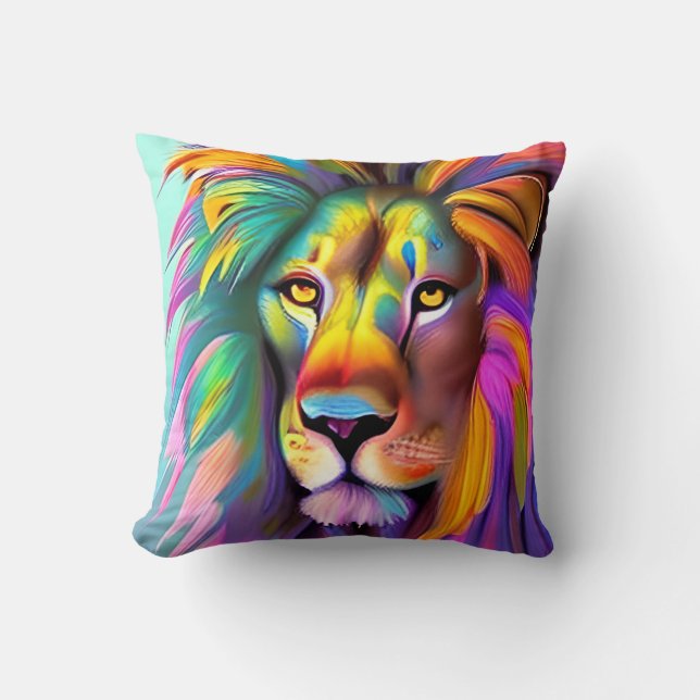 Coussin Visage de lion abstrait Art Fantastique Mystique (Recto)
