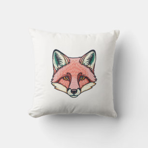 Coussin Visage de renard rose