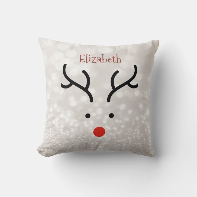 Coussin Visage de Renne Adorable, Bokeh (Recto)