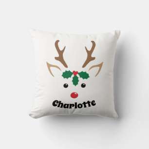 Coussin Visage de Renne Mignon Décoration de Noël Person