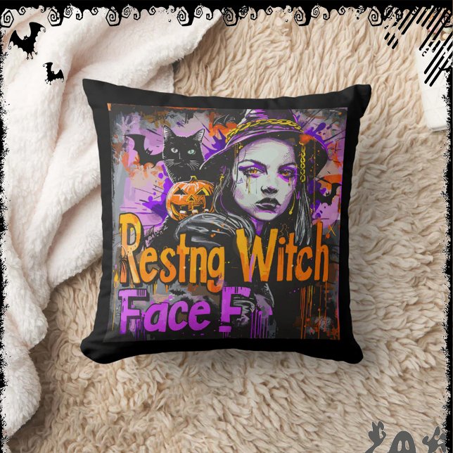 Coussin Visage de sorcière au repos | ExDesigner | Hallowe (Créateur téléchargé)
