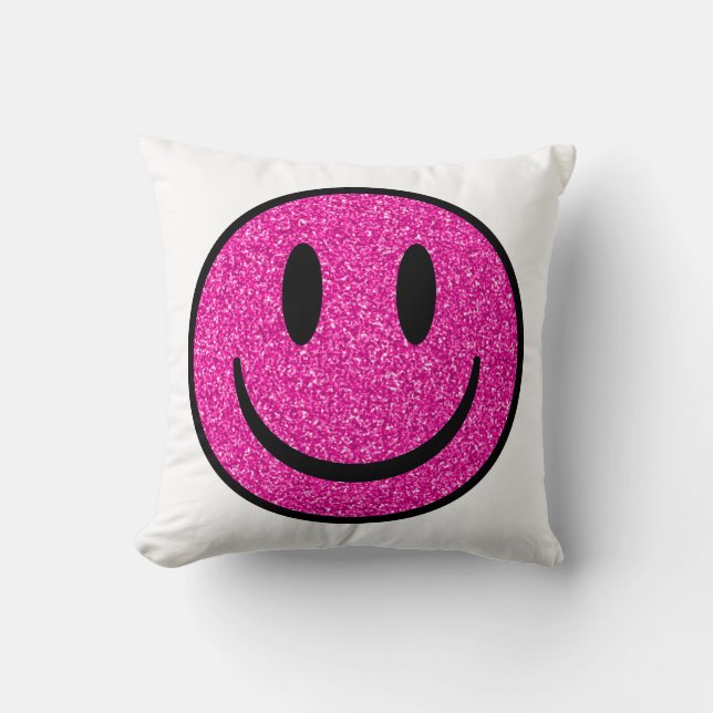 Coussin Visage de sourire rose Parties scintillant (Recto)