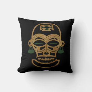 Coussin Visage de tatouage abstrait de tribu africaine