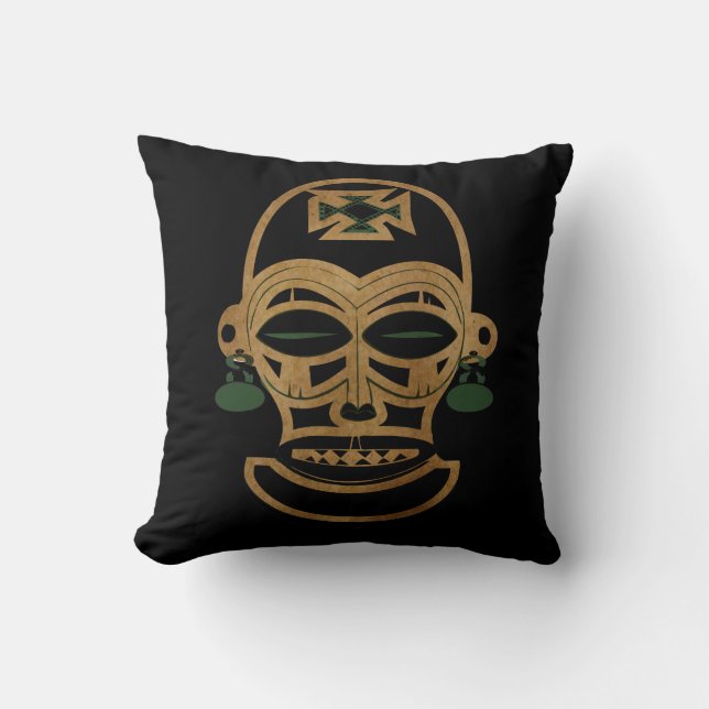 Coussin Visage de tatouage abstrait de tribu africaine (Recto)