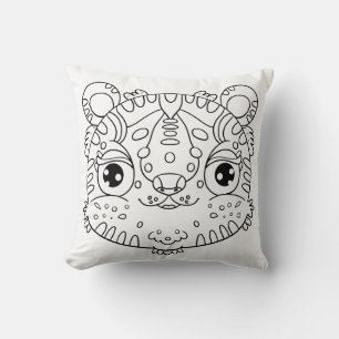 Coussin Visage de Tigre Kawaii