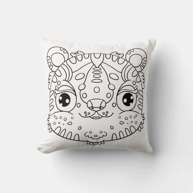 Coussin Visage de Tigre Kawaii (Recto)