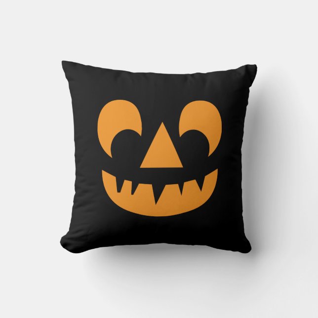 Coussin Visage du Citrouille Jack-o'-lantern (Recto)
