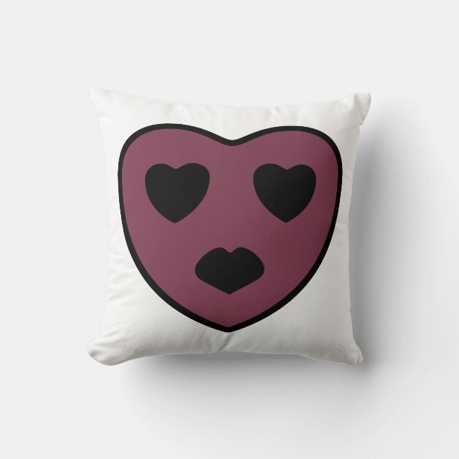 Coussin Visage en forme de cœur faisant la moue (Recto)