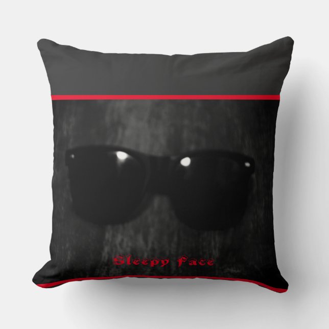 Coussin Visage Endormi : T-Shirt en coton noir "BOLD" (Recto)
