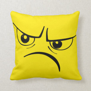 Coussin Visage fâché de jaune de froncement de sourcils