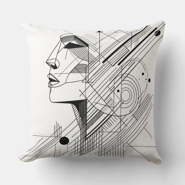 Coussin Visage géométrique abstrait (Recto)