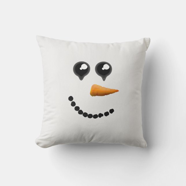 Coussin Visage mignon de bonhomme de neige d'hiver (Recto)