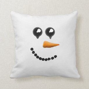Coussin Visage mignon de bonhomme de neige d'hiver