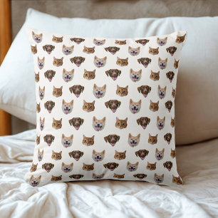 Coussin Visage personnalisé Chien, Chien Chat Maman Photo 