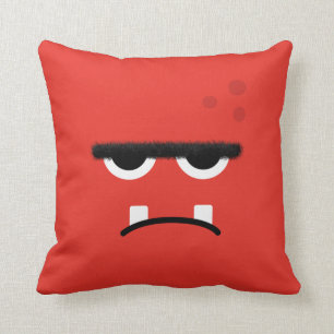 Coussin Visage rouge drôle de monstre