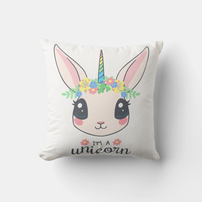 Coussin Visage Unicorne personnalisé avec poney (Recto)