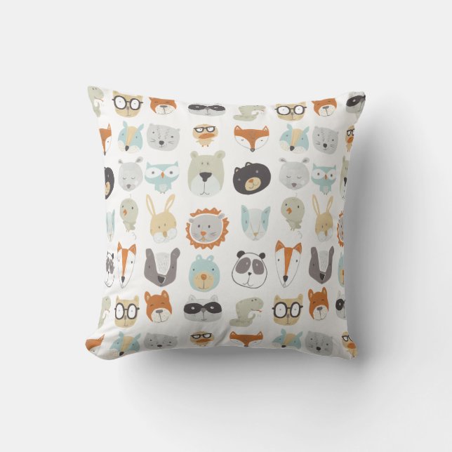 Coussin Visages conviviaux | Portraits d'animaux mignons (Recto)