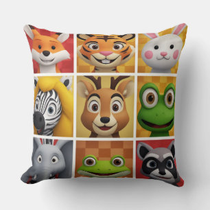 Coussin Visages d'animaux colorés pour les amoureux des an