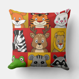 Coussin Visages d'animaux mignons pour les amoureux des an