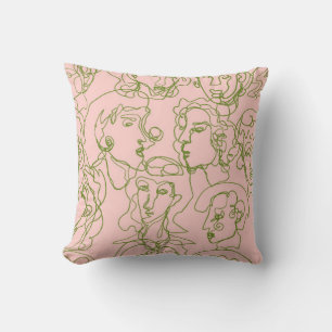 Coussin Visages féminins abstraits contemporains. e minima