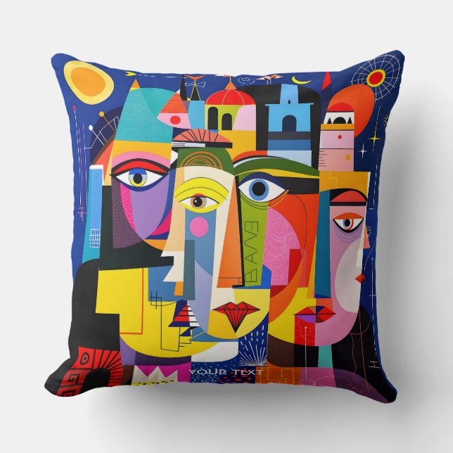 Coussin Visages Formes Abstraits Mignons Fantastiques (Recto)