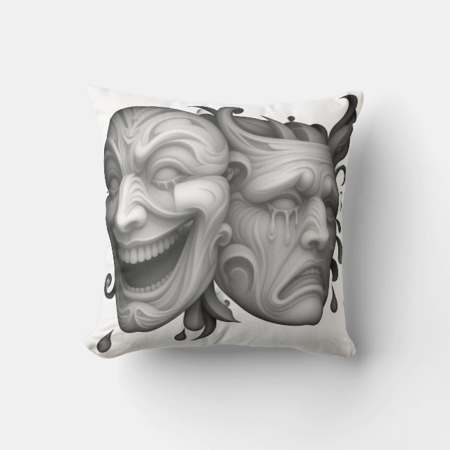 Coussin Visages tristes et heureux (Recto)