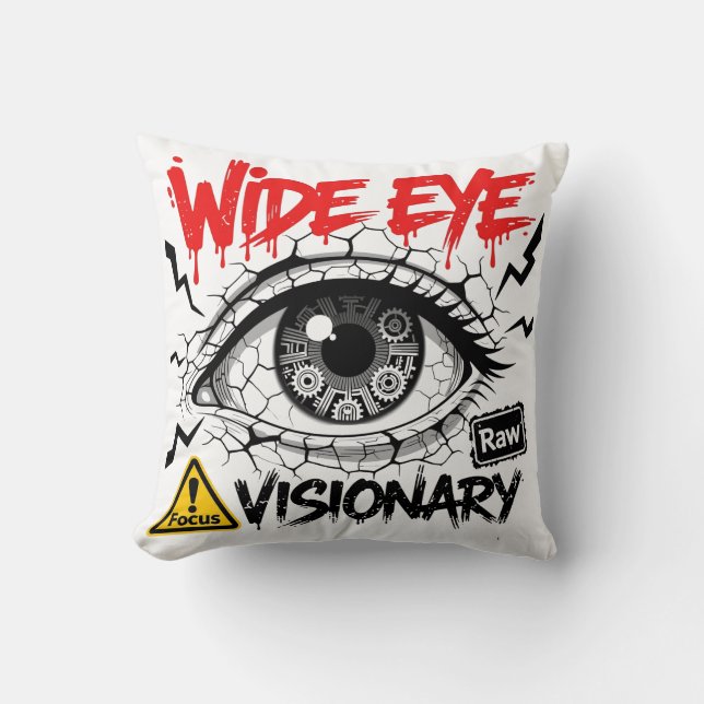 Coussin Visionnaire Wide Eye Vêtements de Rue Graphique Br (Recto)