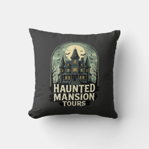 Coussin Visite de la Maison Hantée Vintage Halloween Vecte
