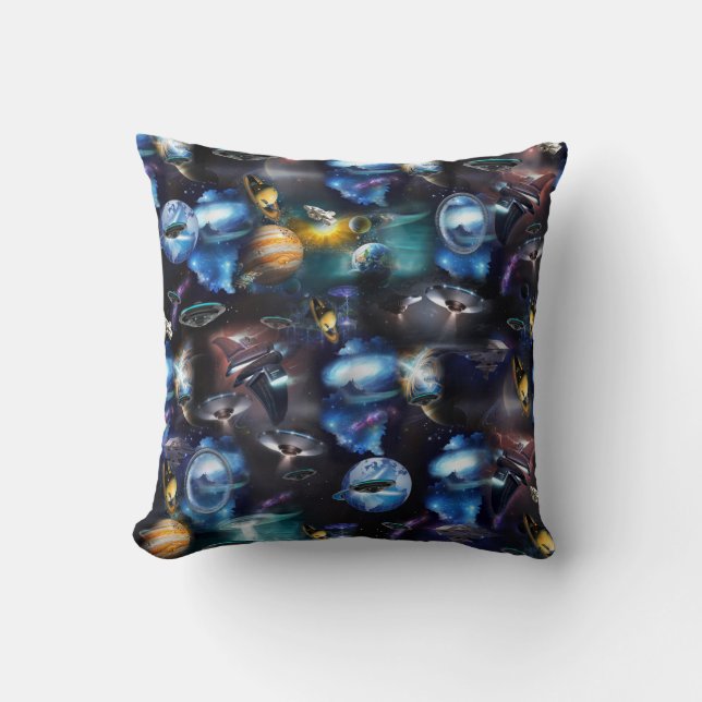 Coussin Visiteurs de la galaxie dans l'espace (Recto)
