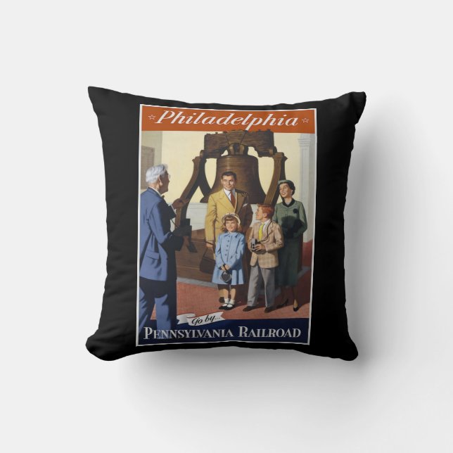 Coussin Visitez Philadelphie sur le chemin de fer Pennsylv (Recto)
