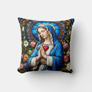 Coussin Vitrail de Vierge Marie catholique
