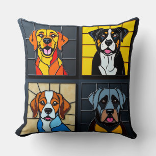 Coussin Vitraux de chiens mignons