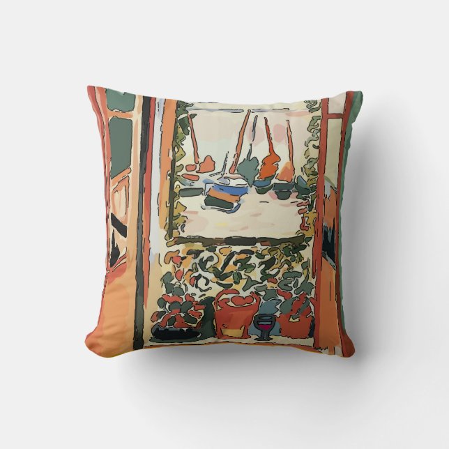 Coussin Vitre Abstraite et verre à vin (Recto)