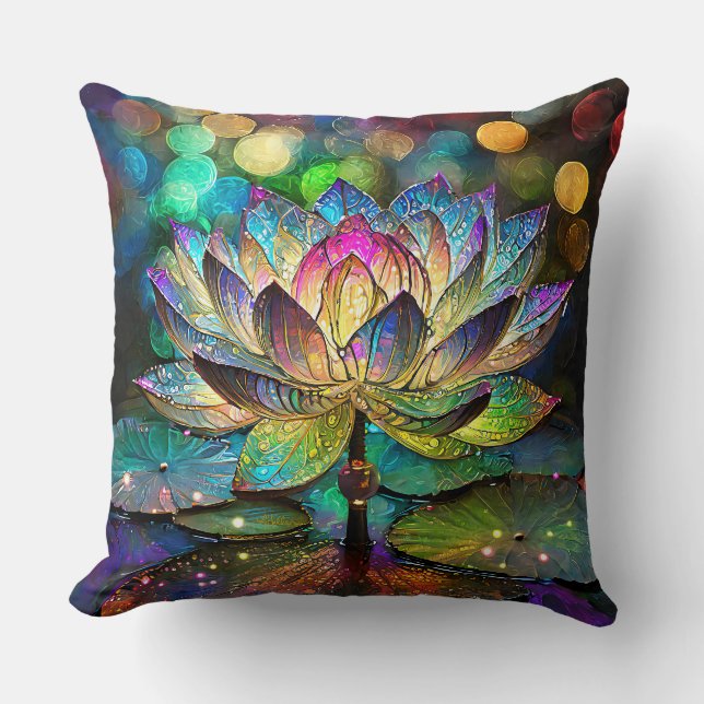 Coussin Vitre Fleur de Lotus Vibrante (Recto)