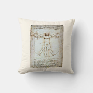 Coussin Vitruvian Man, c 1490, carte Leonardo da Vinci