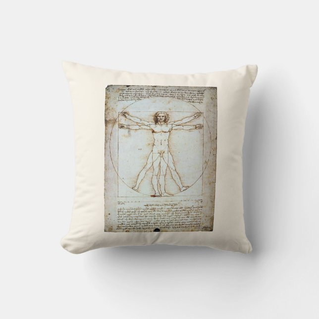 Coussin Vitruvian Man, c 1490, carte Leonardo da Vinci (Recto)