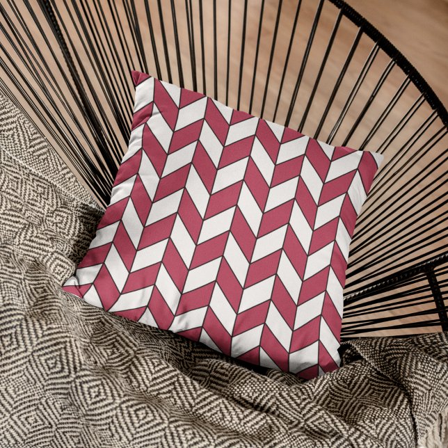 Coussin Viva Magenta Herringbone Chevron géométrique moder (Créateur téléchargé)