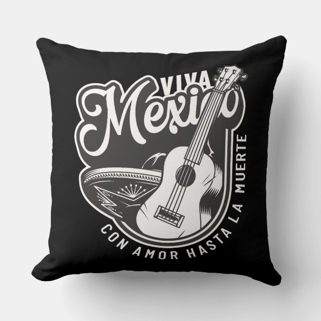 Coussin Viva Mexico Party avec ma guitare (Recto)