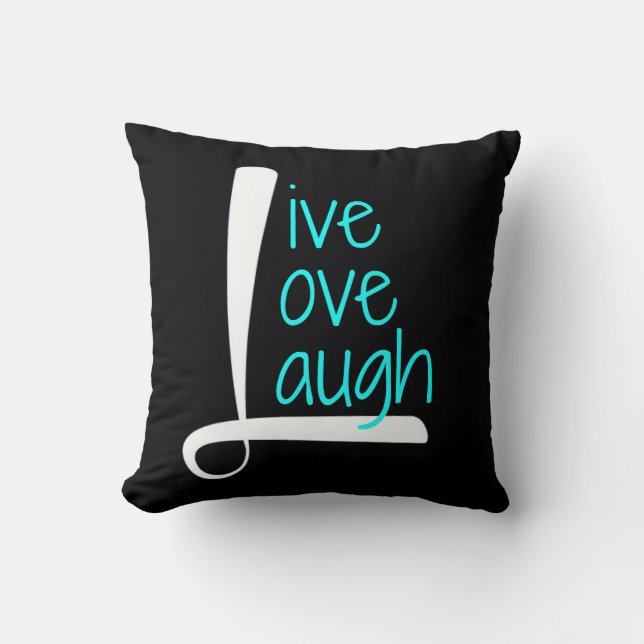 Coussin vivant, blanc et Aqua de rire d'amour sur (Recto)