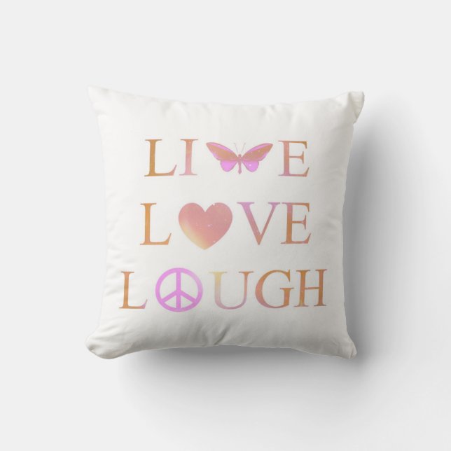 Coussin Vivant, rire, paix de coeur d'amour (Recto)