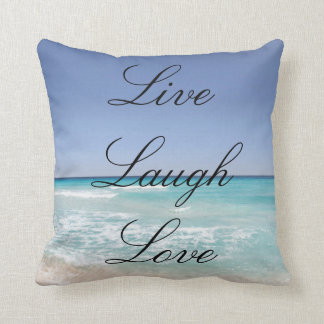 Coussin Vivent le carreau d'océan de plage d'amour de rire