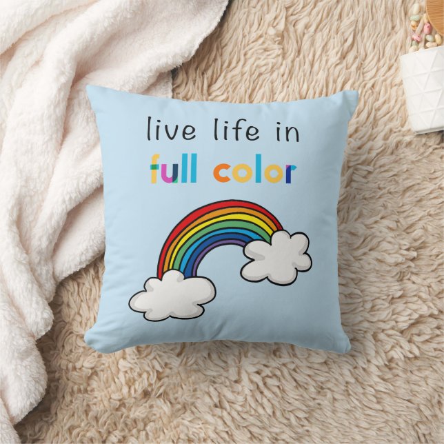 Coussin Vivez la vie en couleurs arc-en-ciel (Couverture)